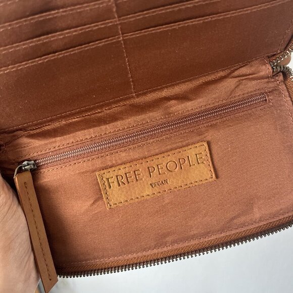 Free People Distressed Vegan Leather Wallet Brown - Picture 5 of 5